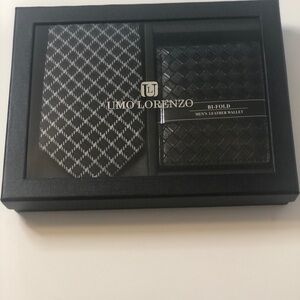 Lorenzo Black and Gray Tie Set with Elegant Design